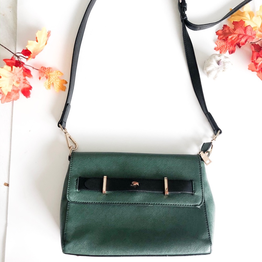 Vintage Green and Black Crossbody Purse